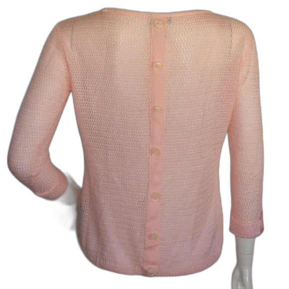 CARIBBEAN JOE Sweater, SP Petite, Loose Knit, Pink, Faux Button back, Wide neck - Picture 5 of 10